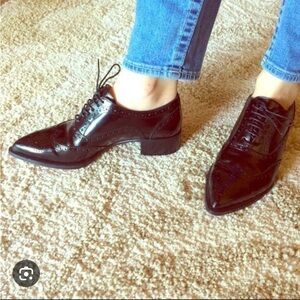 EUC CHRISTIAN LOUBOUTIN Zazou Fiori Flat Tie Oxford Brogues Navy Blue Shoes